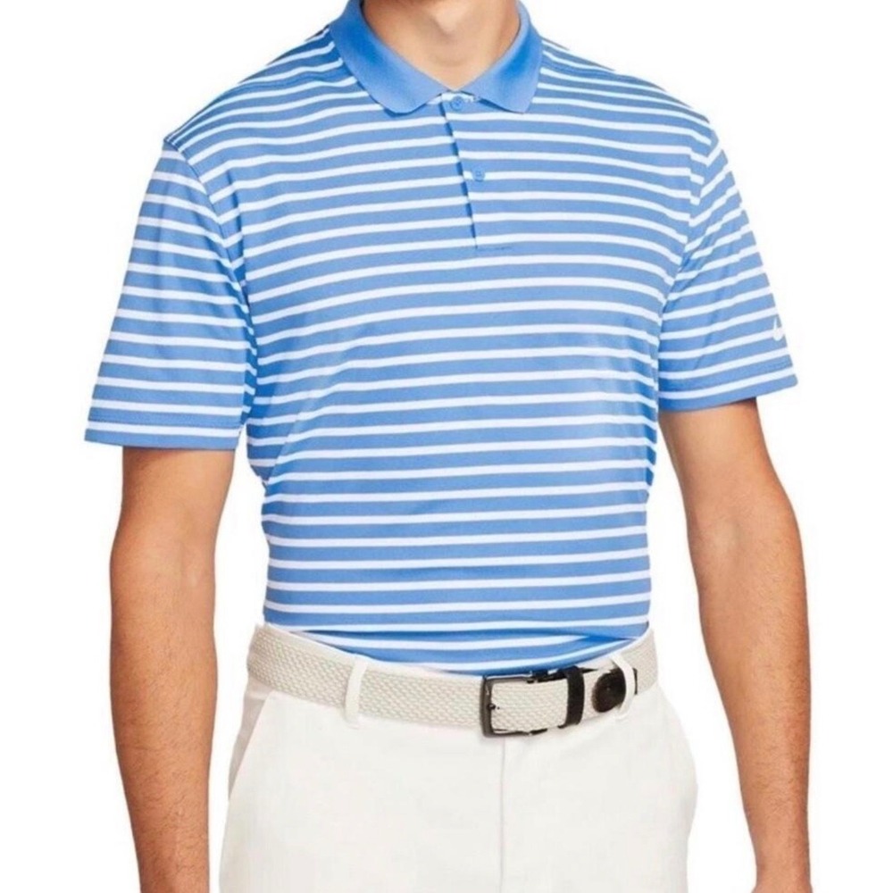Nike Mens Dri-FIT Victory Striped Golf Polo Blue White DH0835-412 XXL NWT